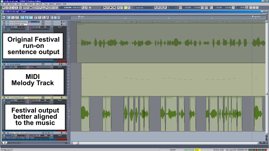 Figure 2 - Screenshot of the run-on sentence audio cut up and better aligned to the music.